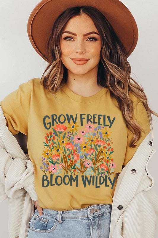Grow Freely Flowers Graphic Tee - Pikemla