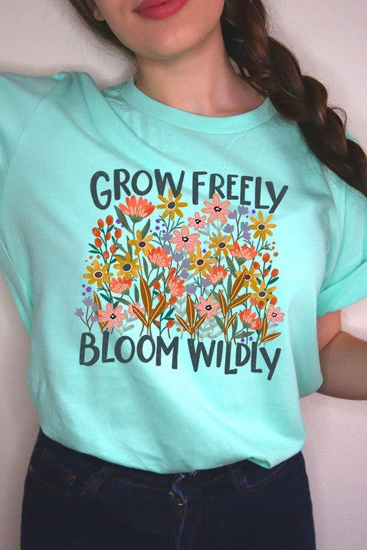 Grow Freely Flowers Graphic Tee - Pikemla