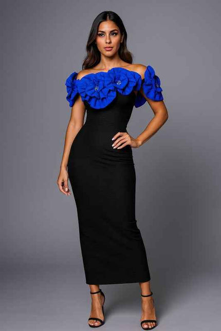 Sculpted Floral Applique Gown