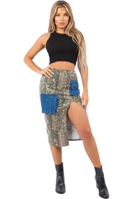 Forest Camo Cargo Skirt - Pikemla