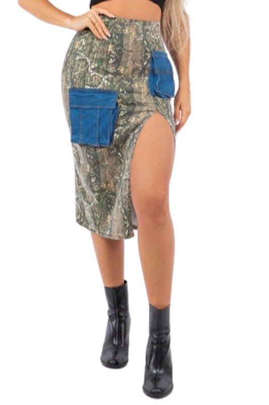 Forest Camo Cargo Skirt - Pikemla