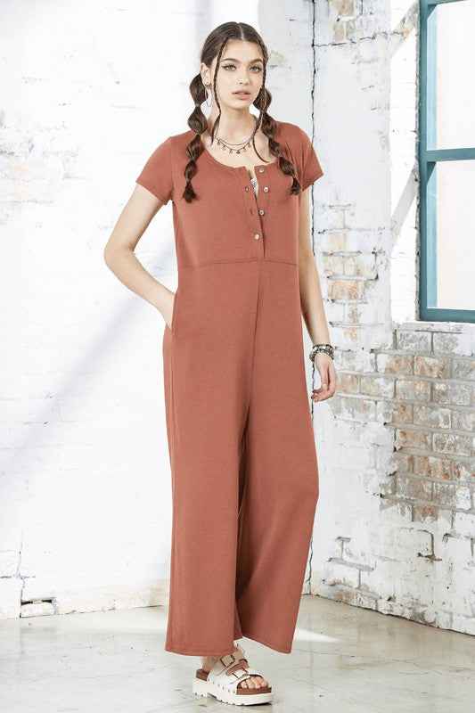 Plus Comfort Button-up front closure Jumpsuit