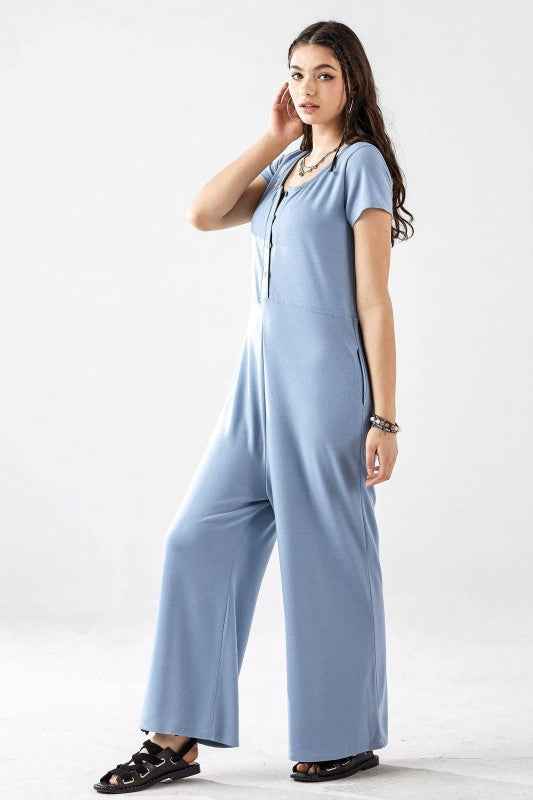 Plus Comfort Button-up front closure Jumpsuit