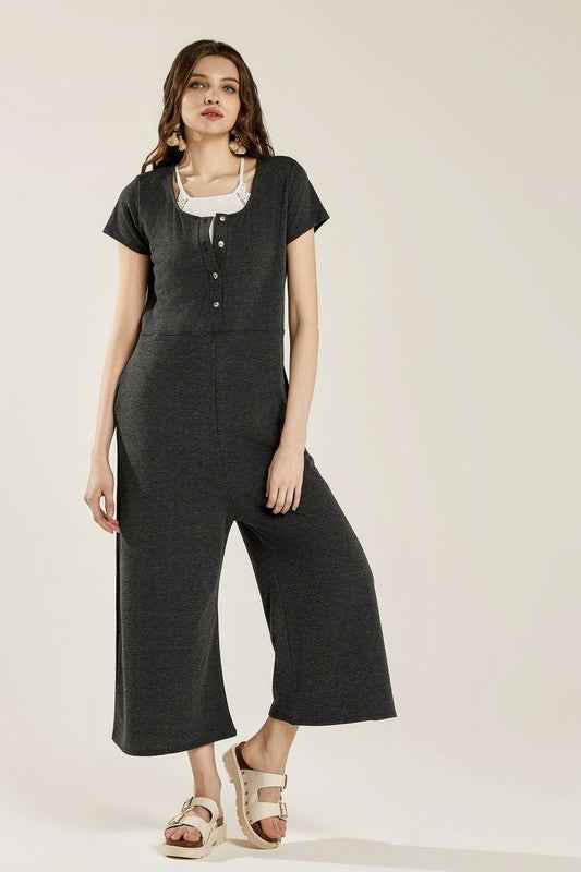 Plus Comfort Button-up front closure Jumpsuit