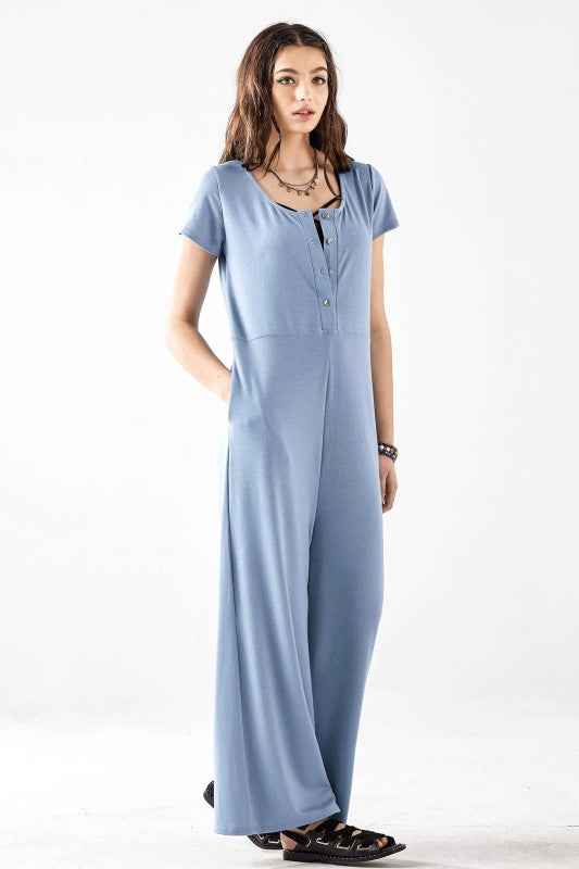Plus Comfort Button-up front closure Jumpsuit