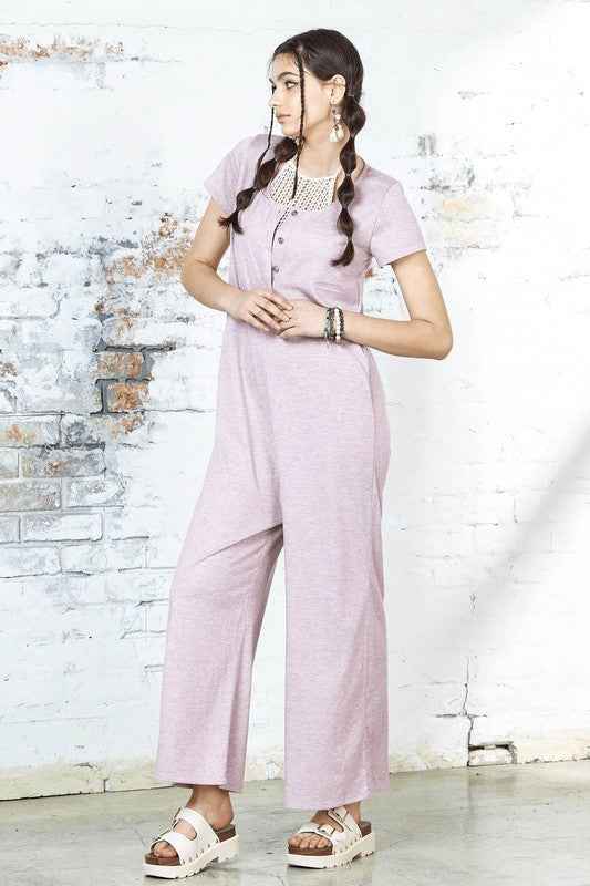 Plus Comfort Button-up front closure Jumpsuit