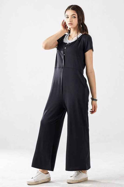 Plus Comfort Button-up front closure Jumpsuit