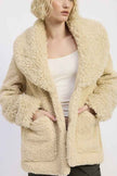 FUR TRIMMED FLEECE JACKET WITH POCKETS - Pikemla