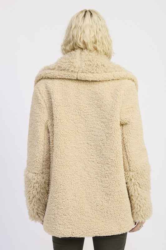 FUR TRIMMED FLEECE JACKET WITH POCKETS - Pikemla
