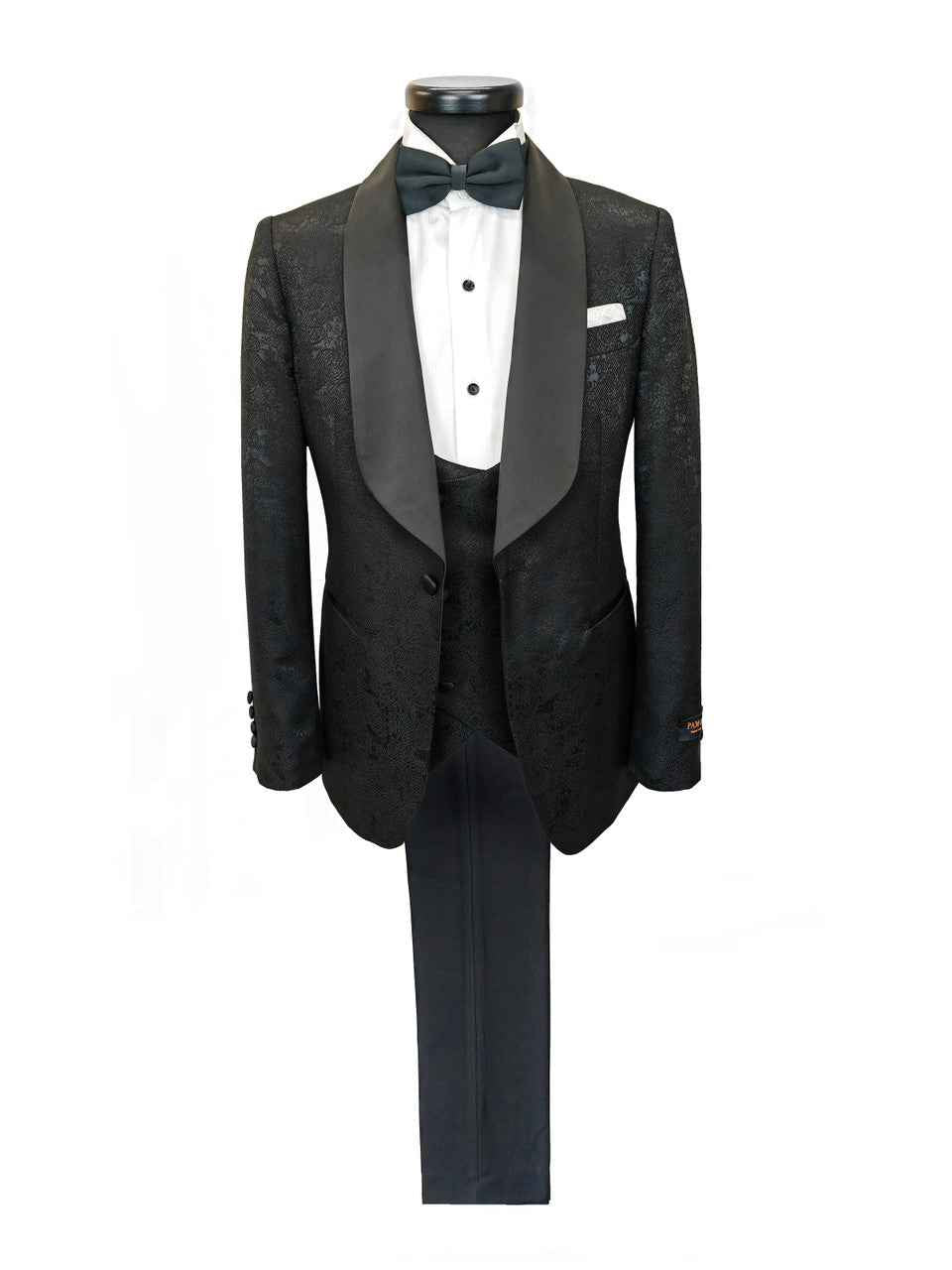 Black Floral Style 3-Piece Tuxedo