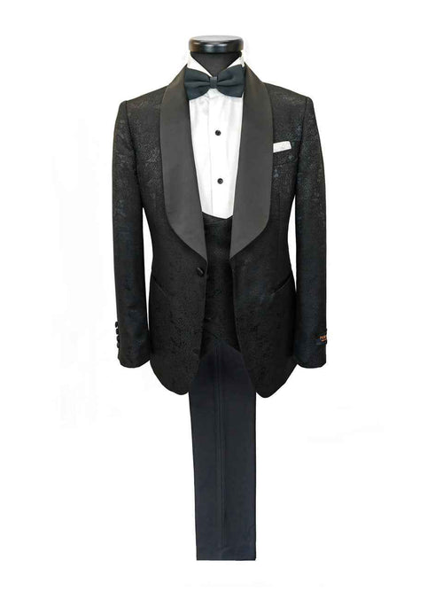 Black Floral Style 3-Piece Tuxedo