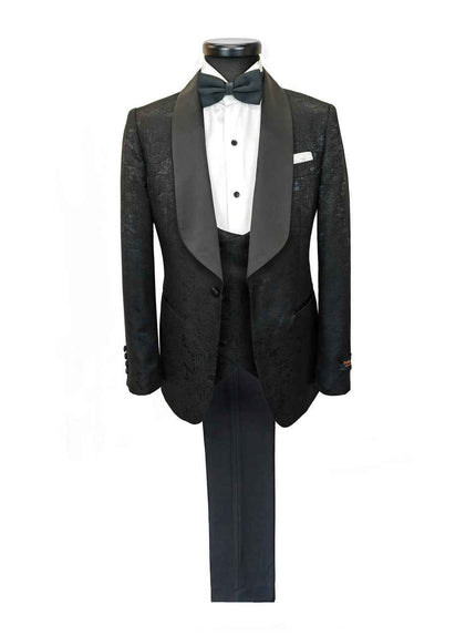 Black Floral Style 3-Piece Tuxedo