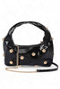 Metal Studded Top Hangle Patent Faux Leather Bag