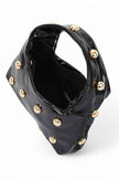 Metal Studded Top Hangle Patent Faux Leather Bag