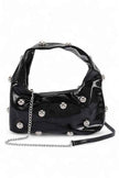 Metal Studded Top Hangle Patent Faux Leather Bag