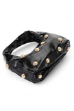 Metal Studded Top Hangle Patent Faux Leather Bag