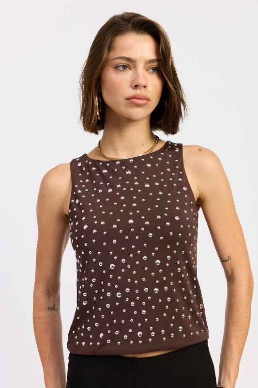 METAL HOTFIX KNIT TANK TOP