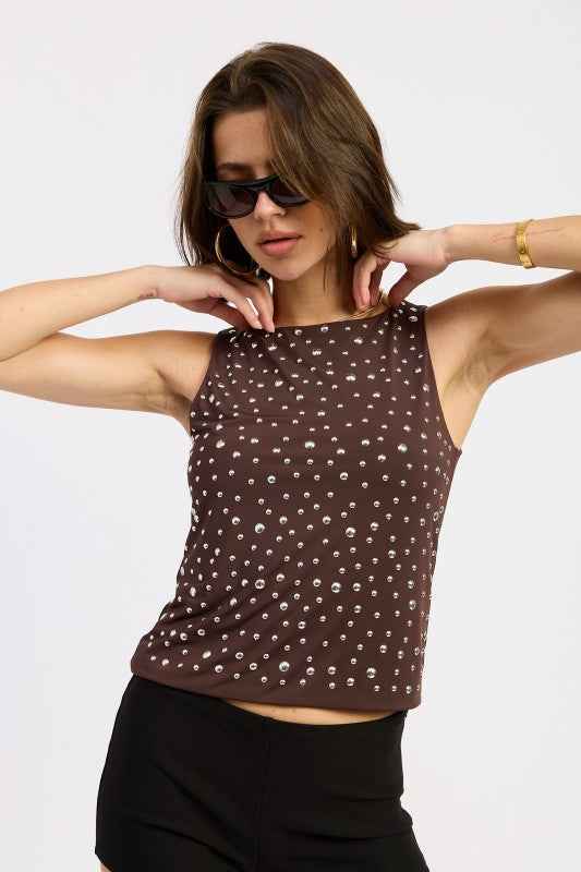 METAL HOTFIX KNIT TANK TOP