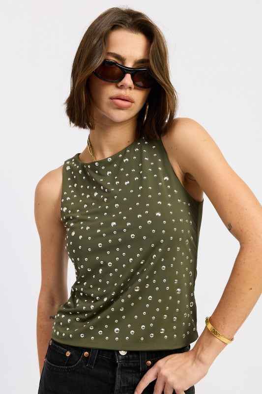 METAL HOTFIX KNIT TANK TOP