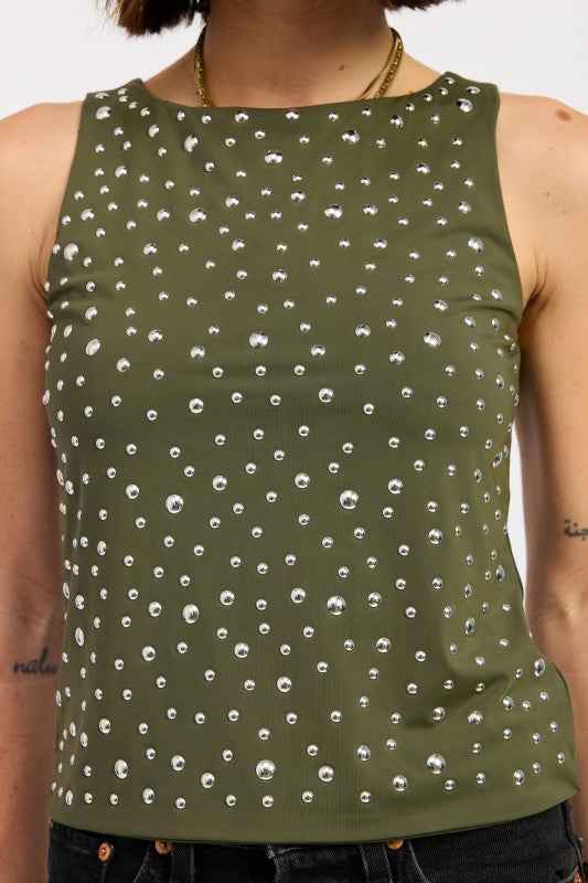 METAL HOTFIX KNIT TANK TOP
