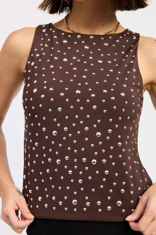 METAL HOTFIX KNIT TANK TOP