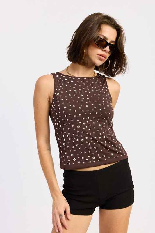 METAL HOTFIX KNIT TANK TOP