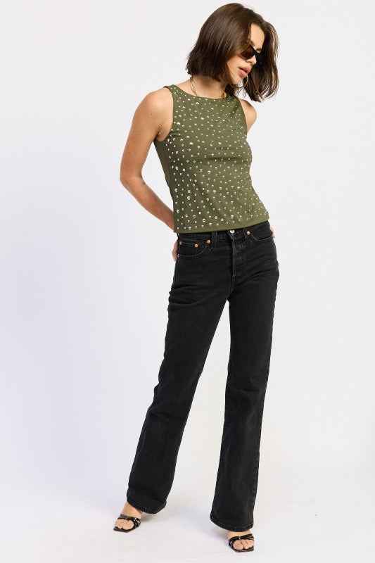 METAL HOTFIX KNIT TANK TOP