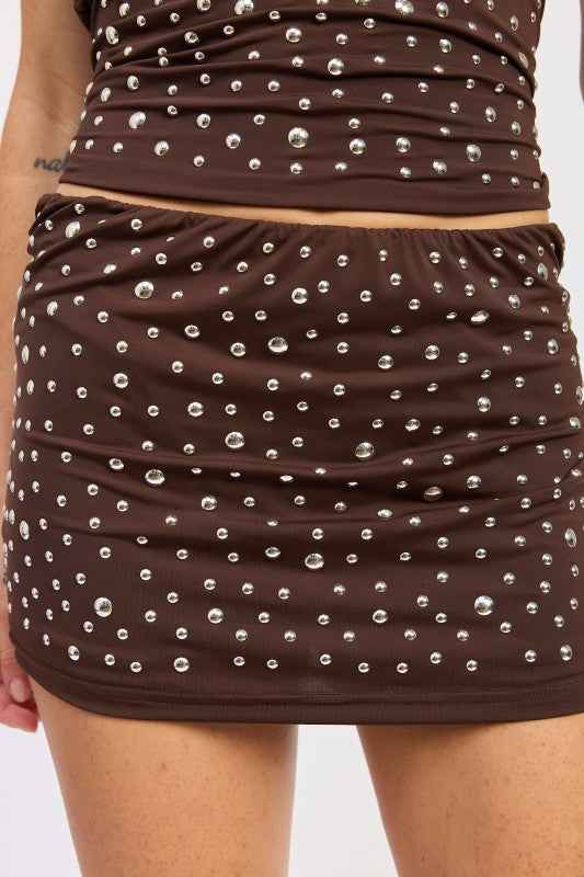 METALLIC HOTFIX KNIT LOW RISE SKORT