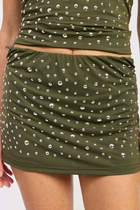 METALLIC HOTFIX KNIT LOW RISE SKORT