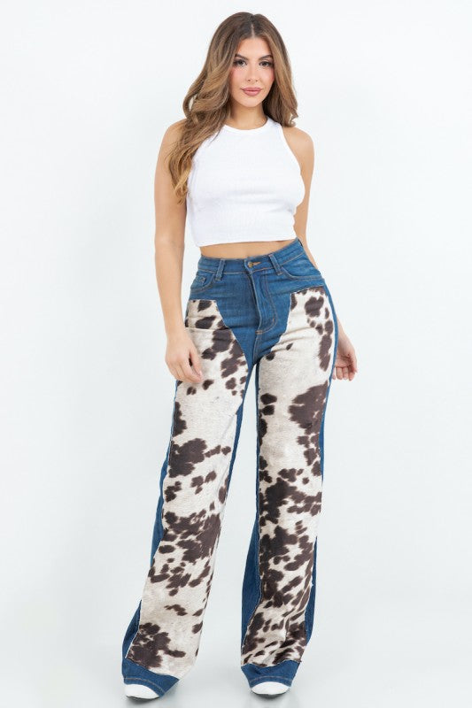 Cow Hide Wide Leg Jean - Pikemla