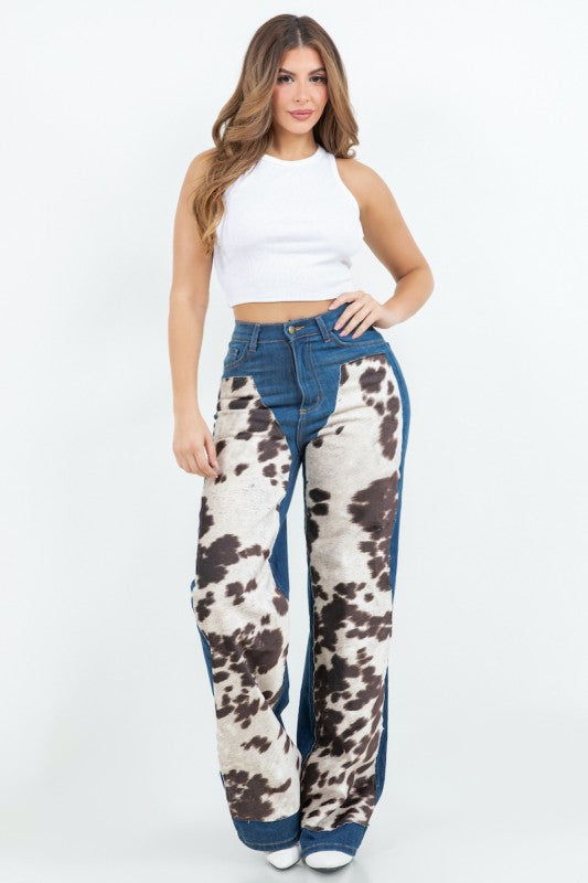 Cow Hide Wide Leg Jean - Pikemla