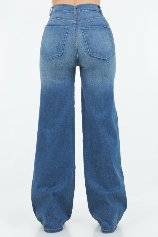 Cow Hide Wide Leg Jean - Pikemla