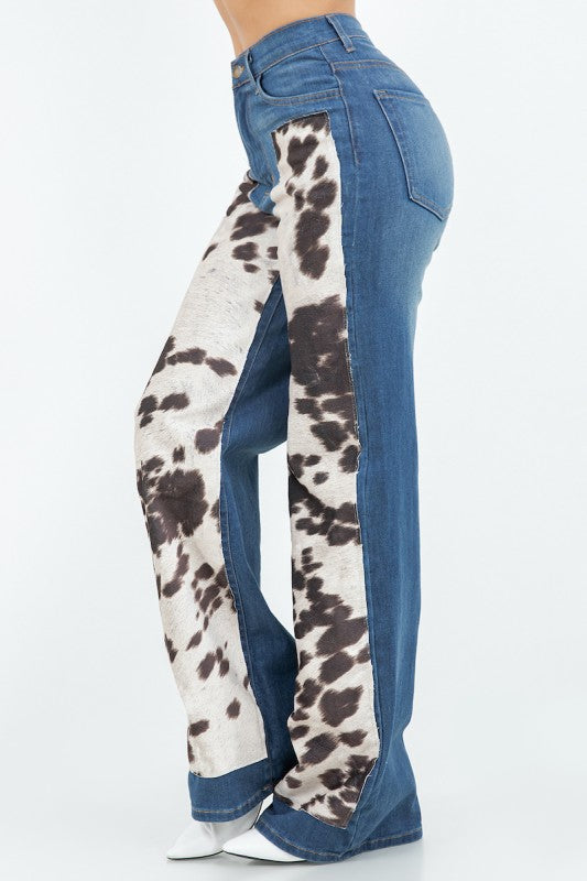Cow Hide Wide Leg Jean - Pikemla
