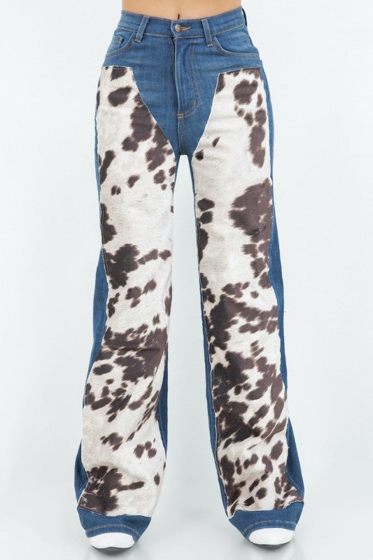 Cow Hide Wide Leg Jean - Pikemla