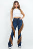 Western Fringe Bootcut Denim Jeans - Pikemla