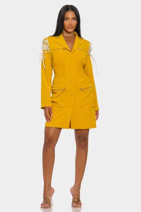 Savina Utility Lace-Up Blazer Dress