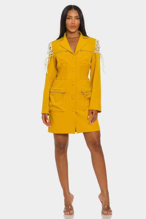 Savina Utility Lace-Up Blazer Dress