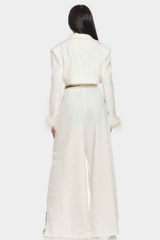 Power & Plume Feather-Trim 3-Piece Suit