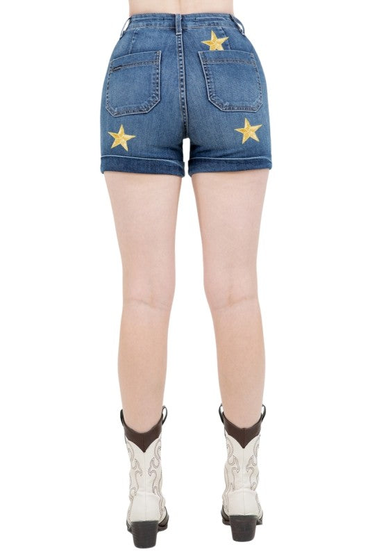 Star Patch Willow Short Dark Wash - Pikemla