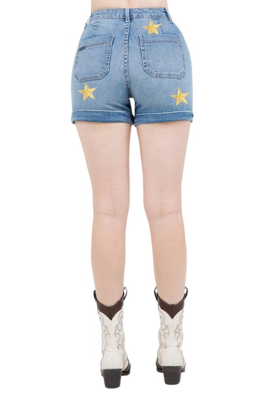 Star Patch Willow Short Light Wash - Pikemla
