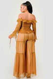Sheer Off-Shoulder Ruffle Set