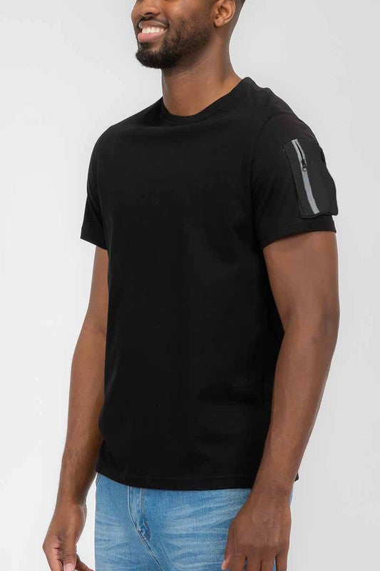 Men’s Cotton Tee with Sleeve Pocket - Pikemla