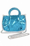 Metallic Braided Top Handle Small Crossbody Bag