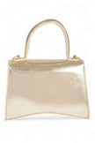 Metallic Faux Leather Studded Top Handle Swing Bag