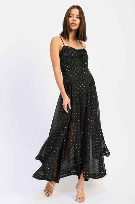 SPAGHETTI STRAP A LINE MAXI DRESS