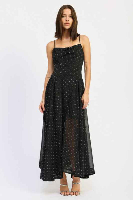 SPAGHETTI STRAP A LINE MAXI DRESS