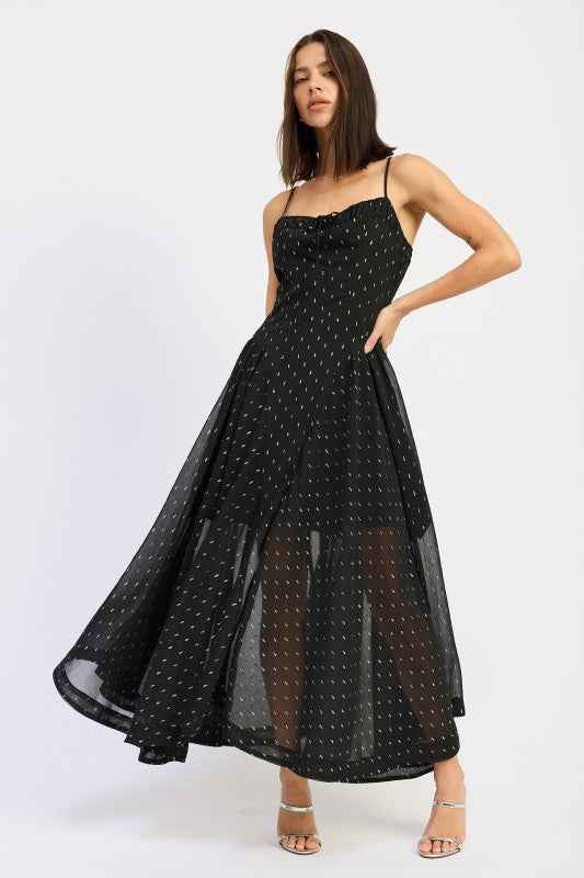 SPAGHETTI STRAP A LINE MAXI DRESS