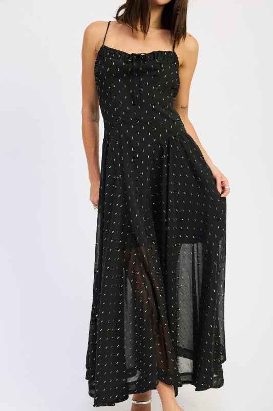 SPAGHETTI STRAP A LINE MAXI DRESS