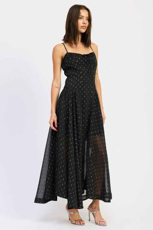 SPAGHETTI STRAP A LINE MAXI DRESS