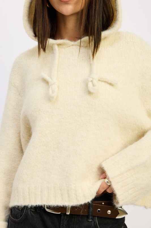 FRINGE HOODIE WITH DRAWSTRINGS